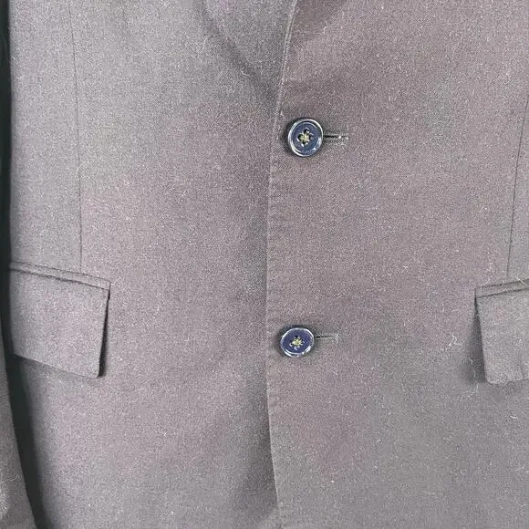 Polo Ralph Lauren Wool Navy Blazer With Leather Elbow Patches